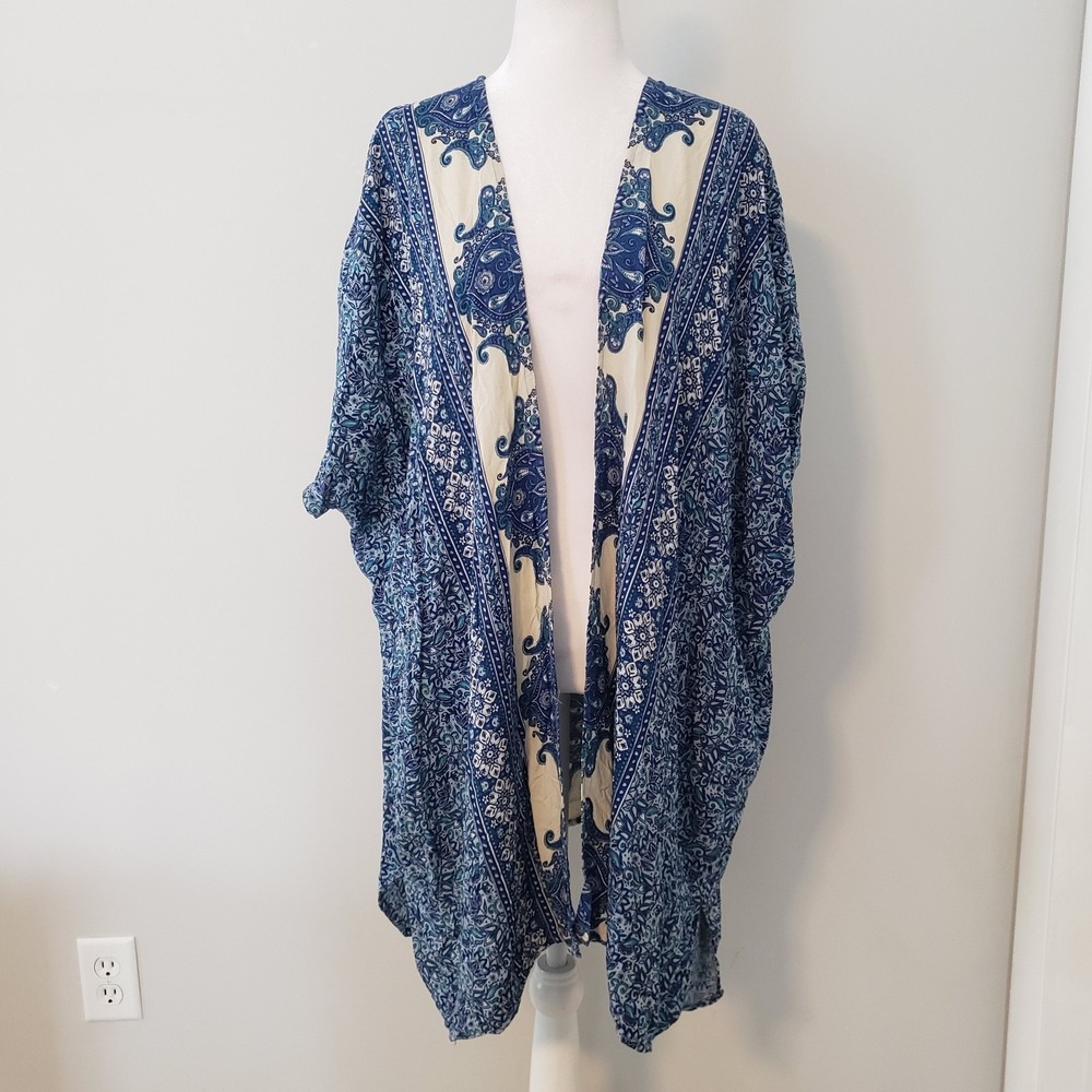 Angie‎ Open Front Boho Kimono Cardigan OSFM Cover Up Beachy Flowy Lightweight